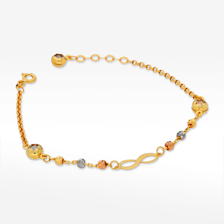Bransoletka ze złota z nieskończonością i koralikami