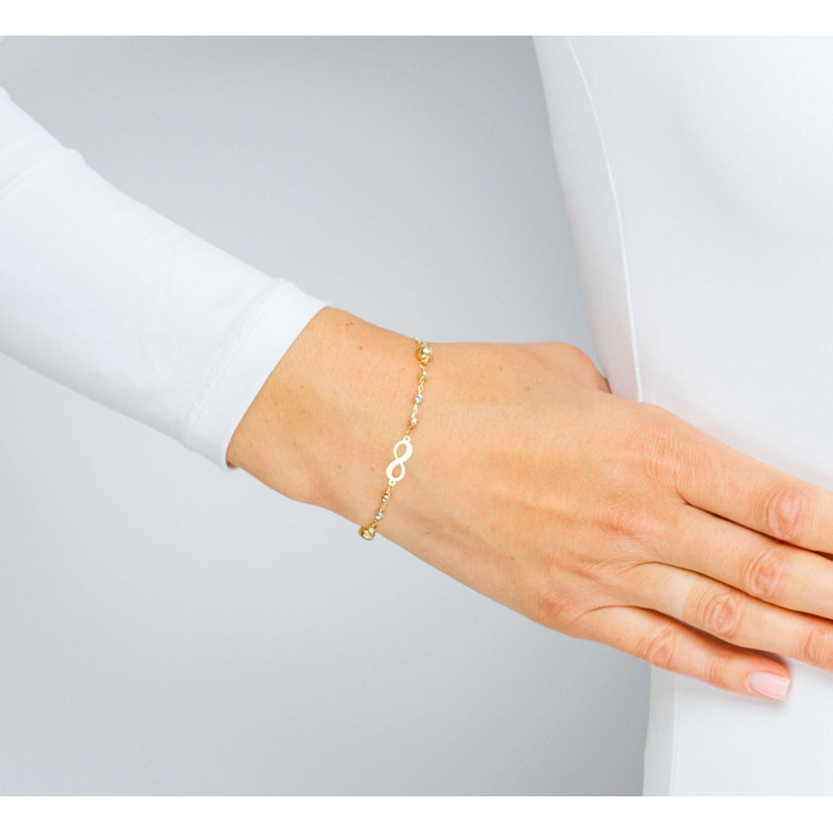 Bransoletka ze złota z nieskończonością i koralikami