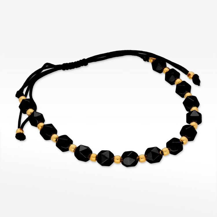 Bransoletka ze złota na sznurku z koralikami