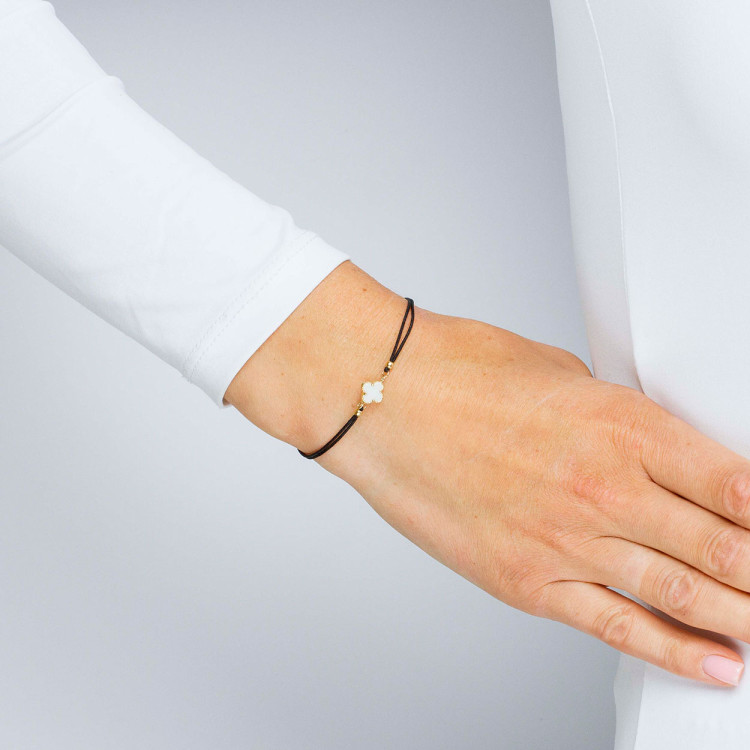 Bransoletka ze złota na sznurku z masą perłową