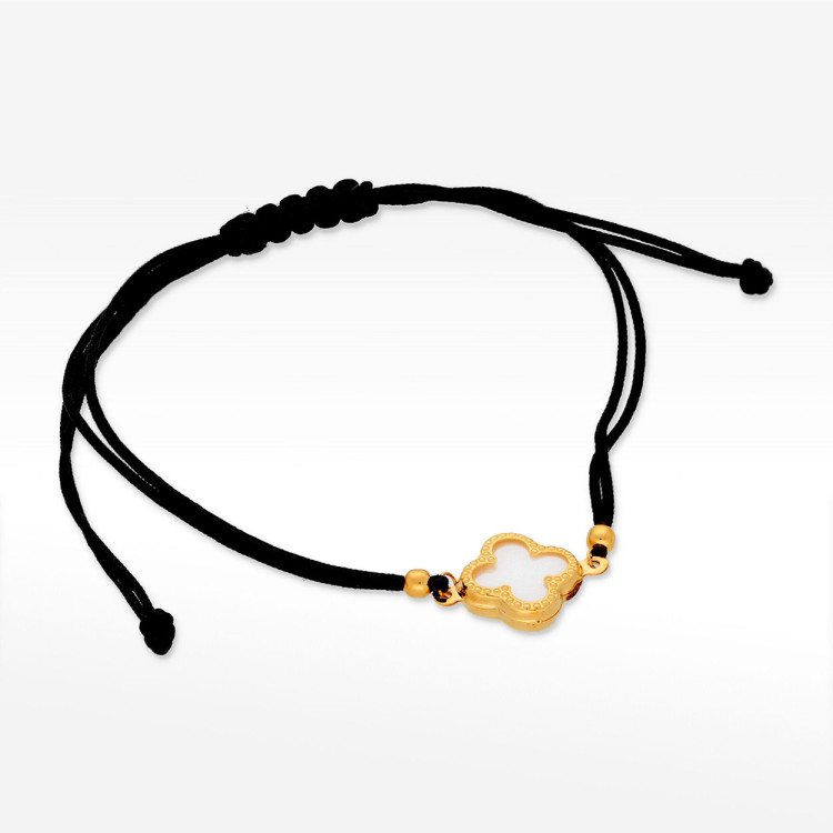 Bransoletka ze złota na sznurku z masą perłową