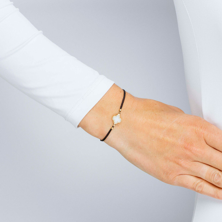 Bransoletka ze złota na sznurku z masą perłową