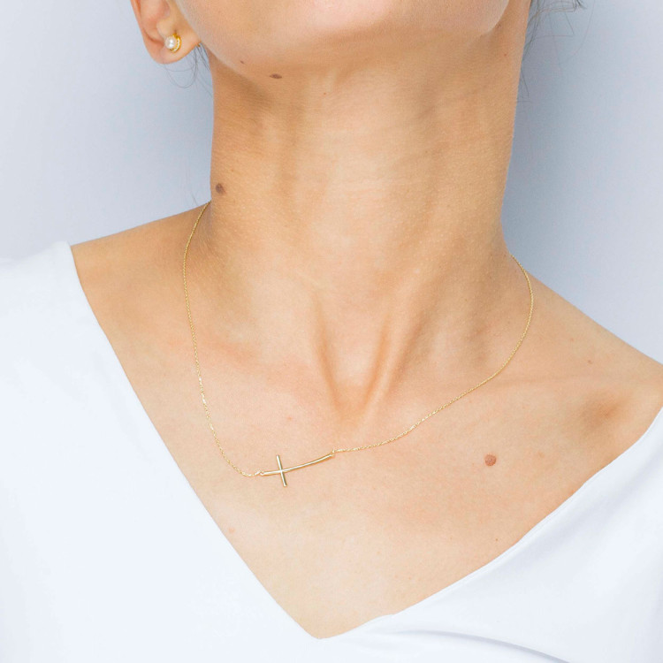 Naszyjnik ze złota 45cm z krzyżykiem