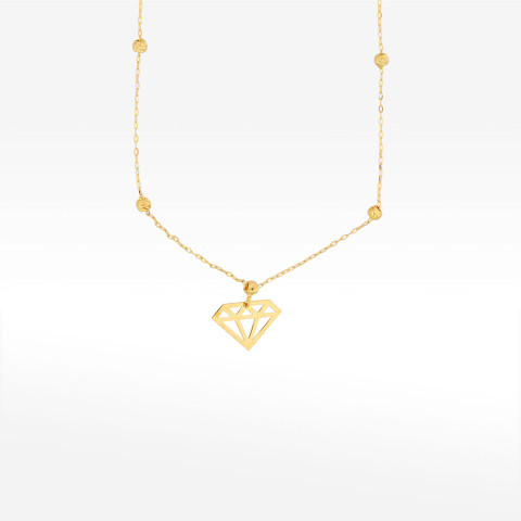 Naszyjnik ze złota 42-45cm z cyrkonią i koralikami