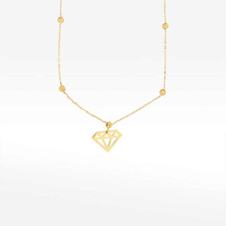 Naszyjnik ze złota 42-45cm z cyrkonią i koralikami