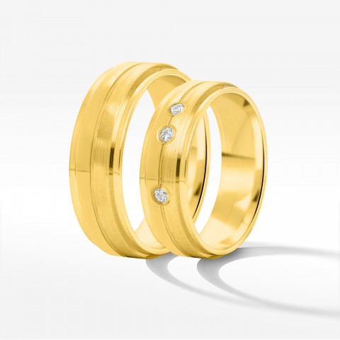 Obrączki ślubne z żółtego złota 6mm fazowane