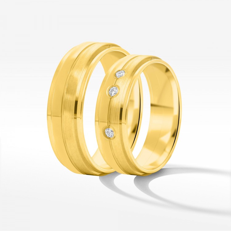 Obrączki ślubne z żółtego złota 6mm fazowane