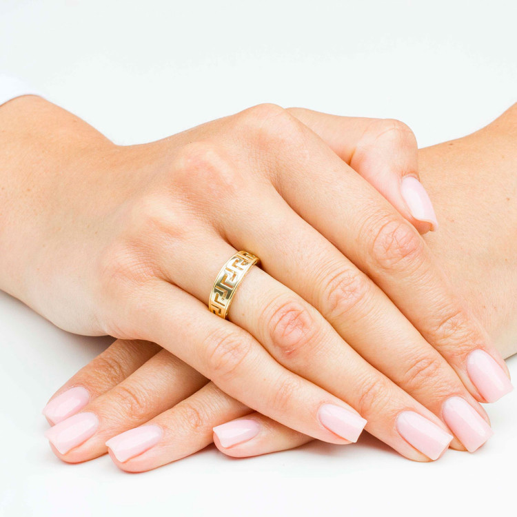 Pierścionek ze złota z wzorem greckim