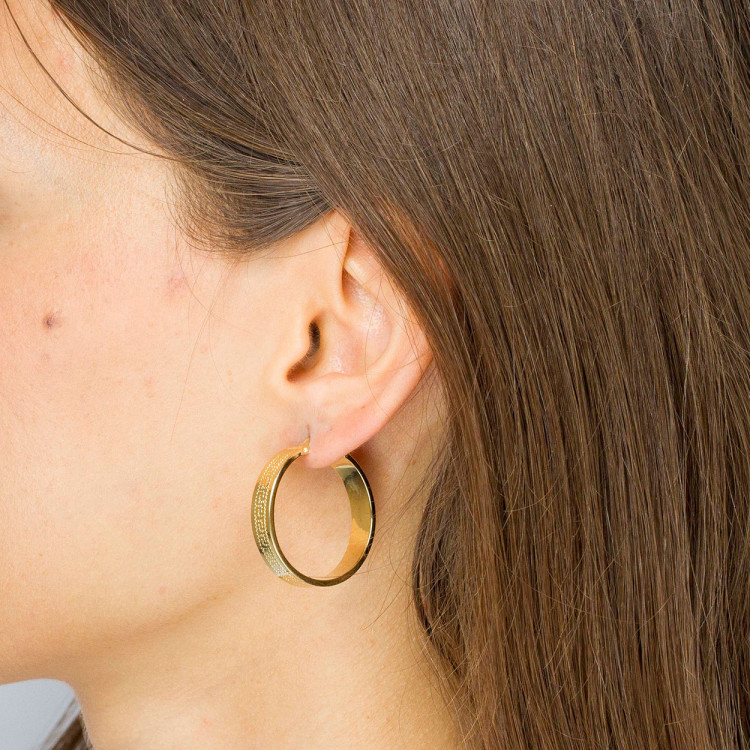 Kolczyki ze złota 2.9cm koła z wzorem greckim