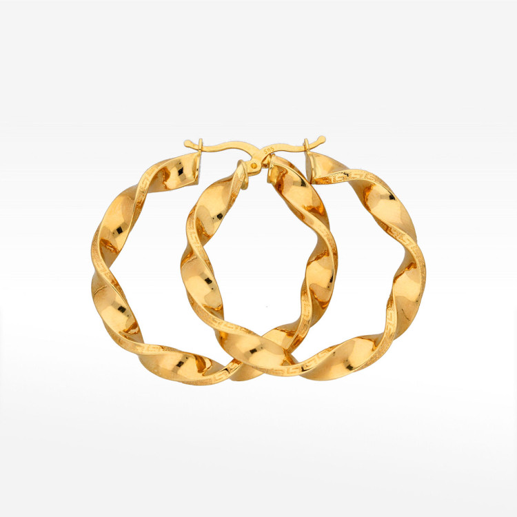 Kolczyki ze złota 4.0cm koła z wzorem greckim