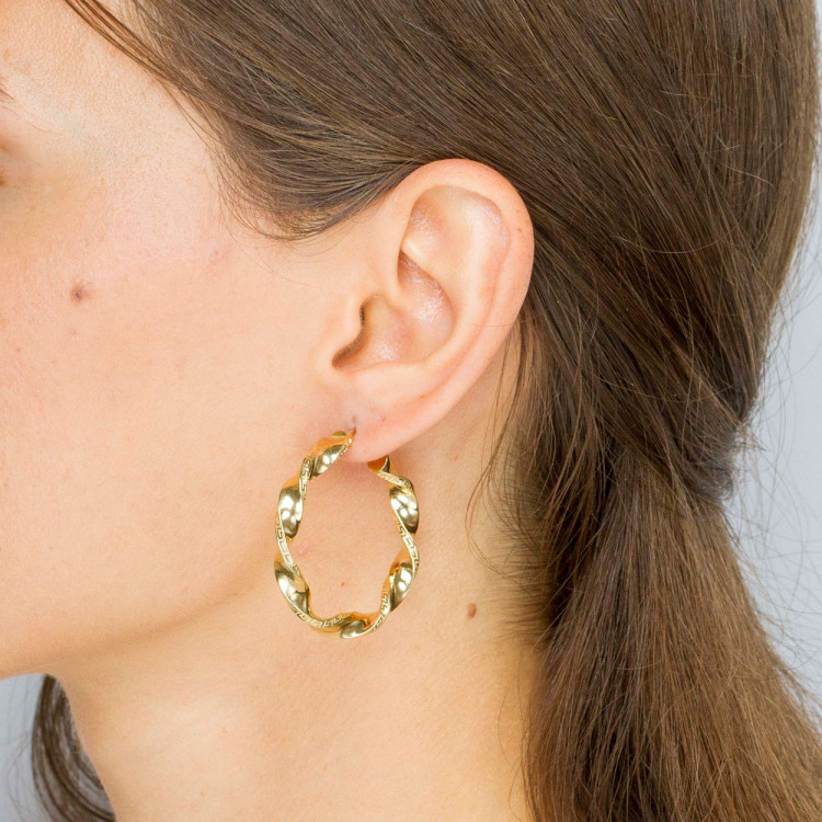 Kolczyki ze złota 4.0cm koła z wzorem greckim