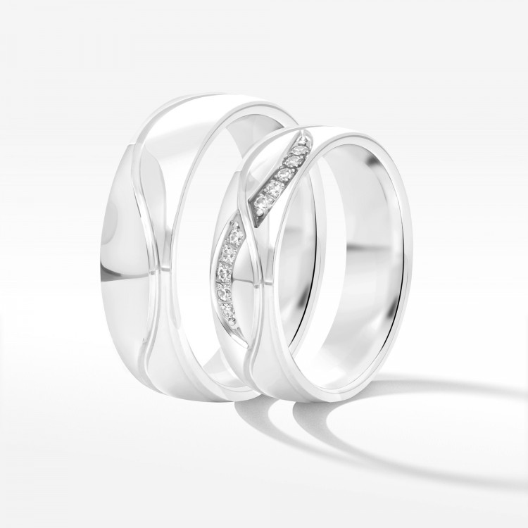 Obrączki ślubne z białego złota 5.5mm półokrągłe