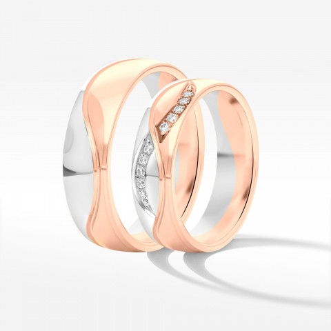 Obrączki ślubne z dwukolorowego złota 5.5mm półokrągłe