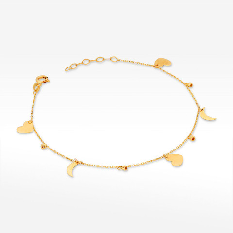 Bransoletka ze złota z sercami i księżycami