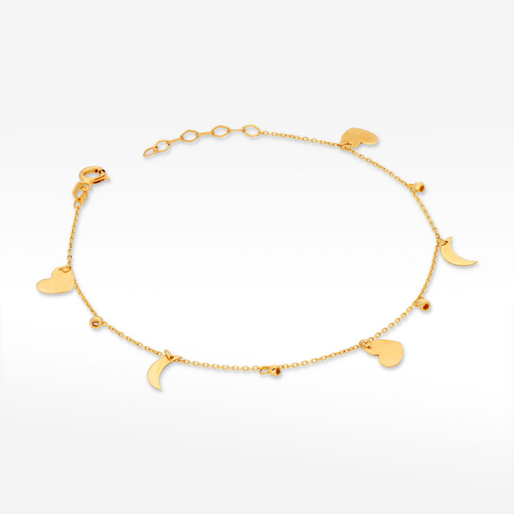 Bransoletka ze złota z sercami i księżycami