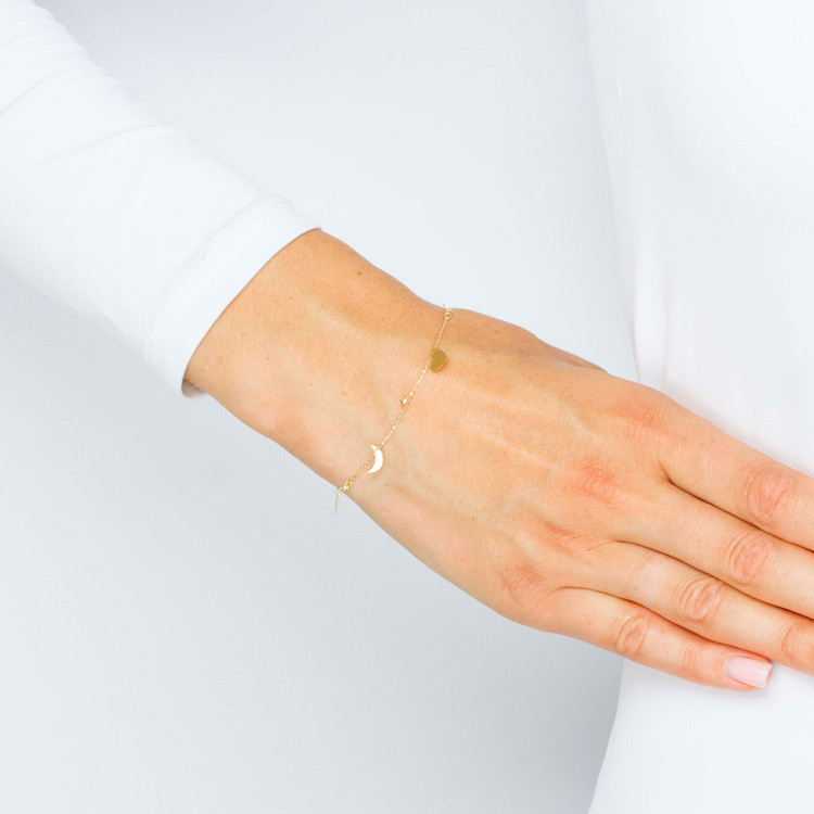 Bransoletka ze złota z sercami i księżycami