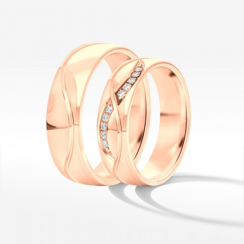 Obrączki ślubne z różowego złota 5.5mm półokrągłe
