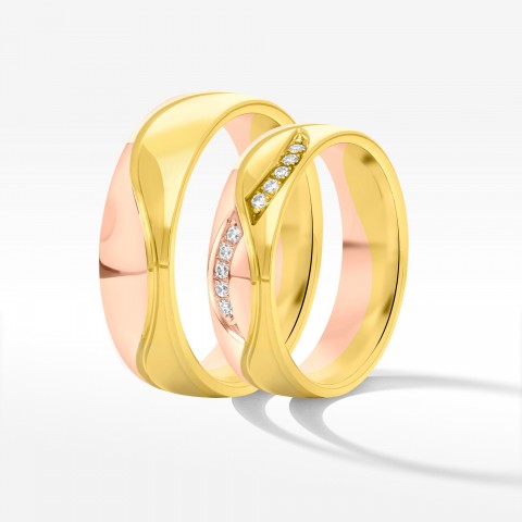 Obrączki ślubne z dwukolorowego złota 5.5mm półokrągłe