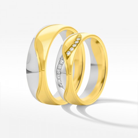 Obrączki ślubne z dwukolorowego złota 5.5mm półokrągłe