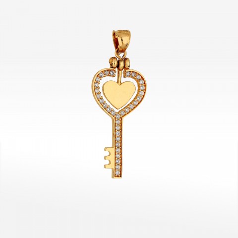 Zawieszka ze złota klucz i serce