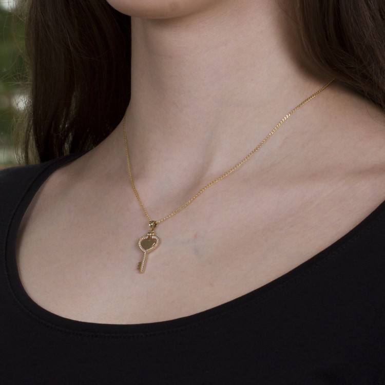 Zawieszka ze złota klucz i serce