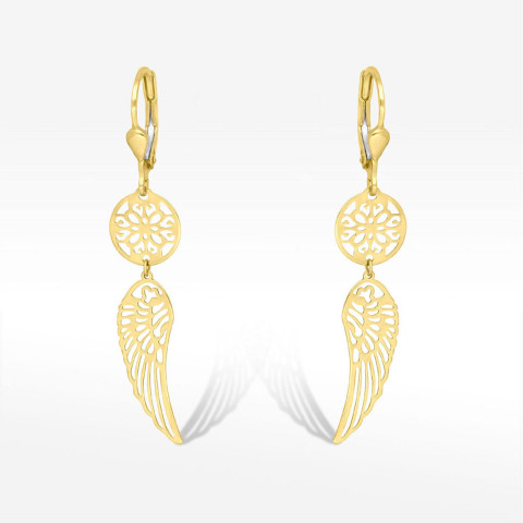 Kolczki ze złota skrzydła wiszące