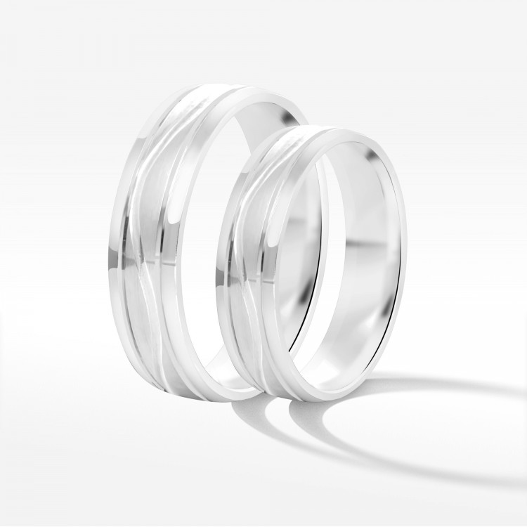 Obrączki ślubne z białego złota 5mm fazowane