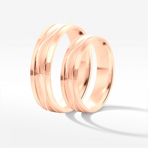 Obrączki ślubne z różowego złota 5mm fazowane
