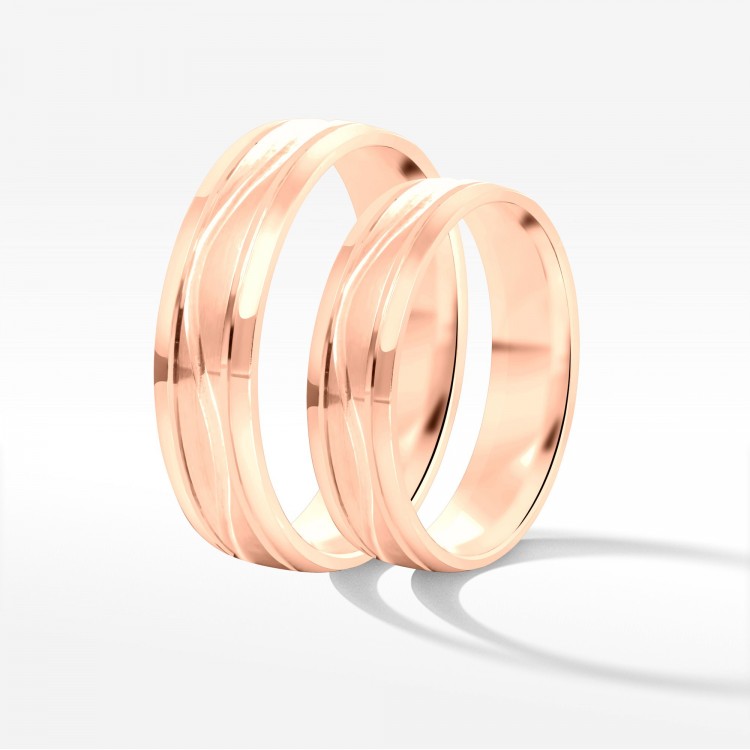 Obrączki ślubne z różowego złota 5mm fazowane