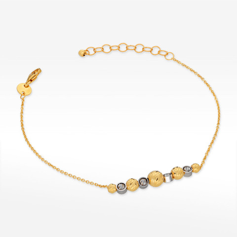 Bransoletka ze złota z koralikami i białymi cyrkoniami