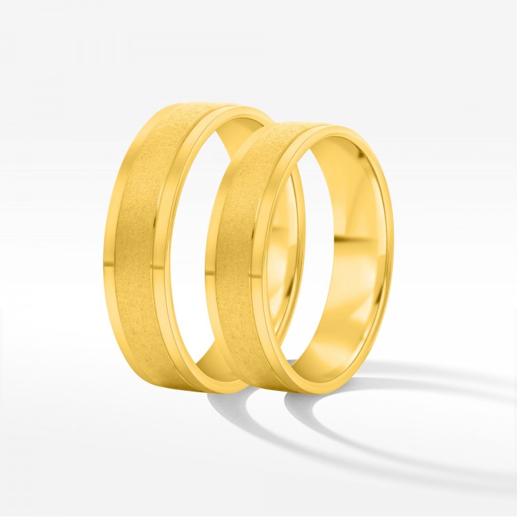 Obrączki ślubne z żółtego złota 5mm fazowane