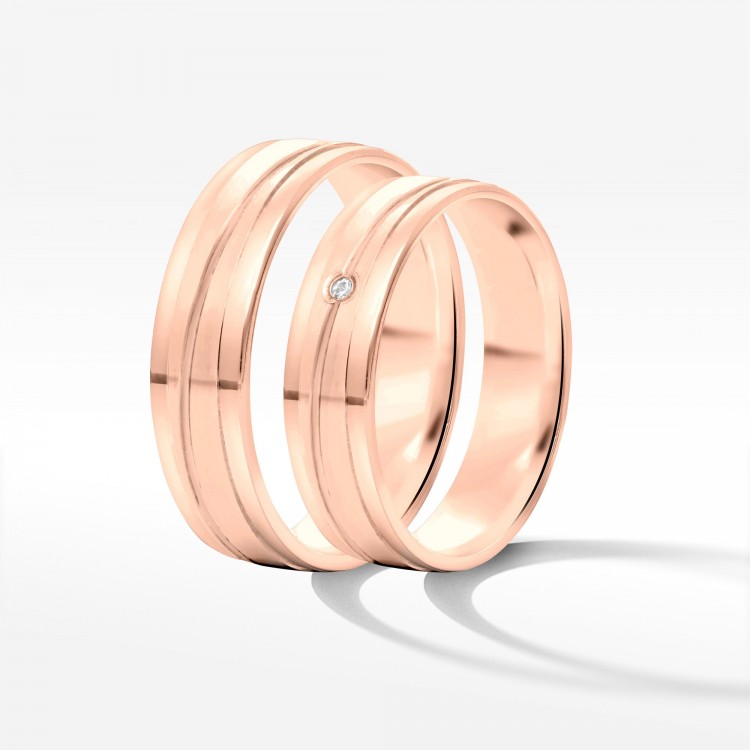 Obrączki ślubne z różowego złota 5mm płaskie