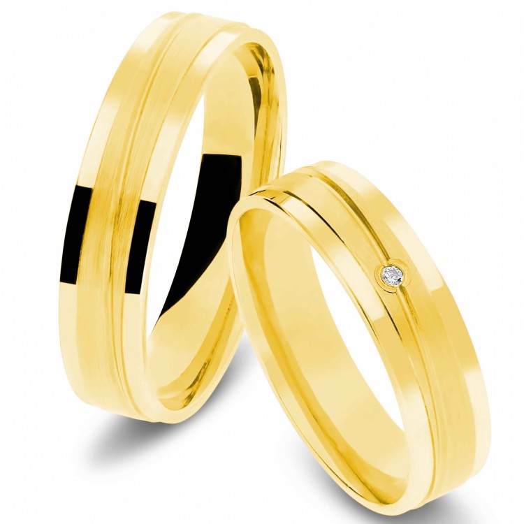 Obrączki ślubne z żółtego złota 5mm płaskie