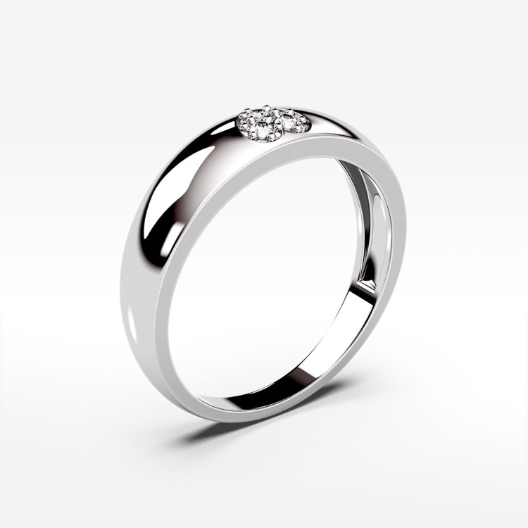 Pierścionek z symbolem serca z białego złota z diamentami