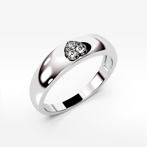 Pierścionek z symbolem serca z białego złota z diamentami