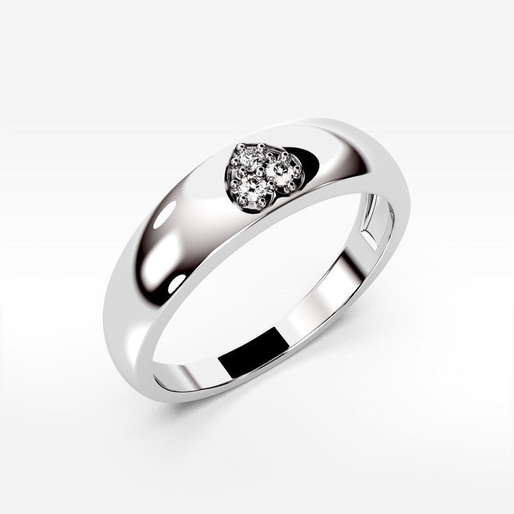 Pierścionek z symbolem serca z białego złota z diamentami