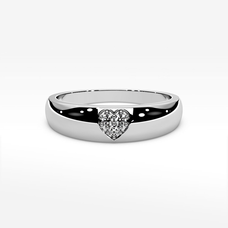 Pierścionek z symbolem serca z białego złota z diamentami