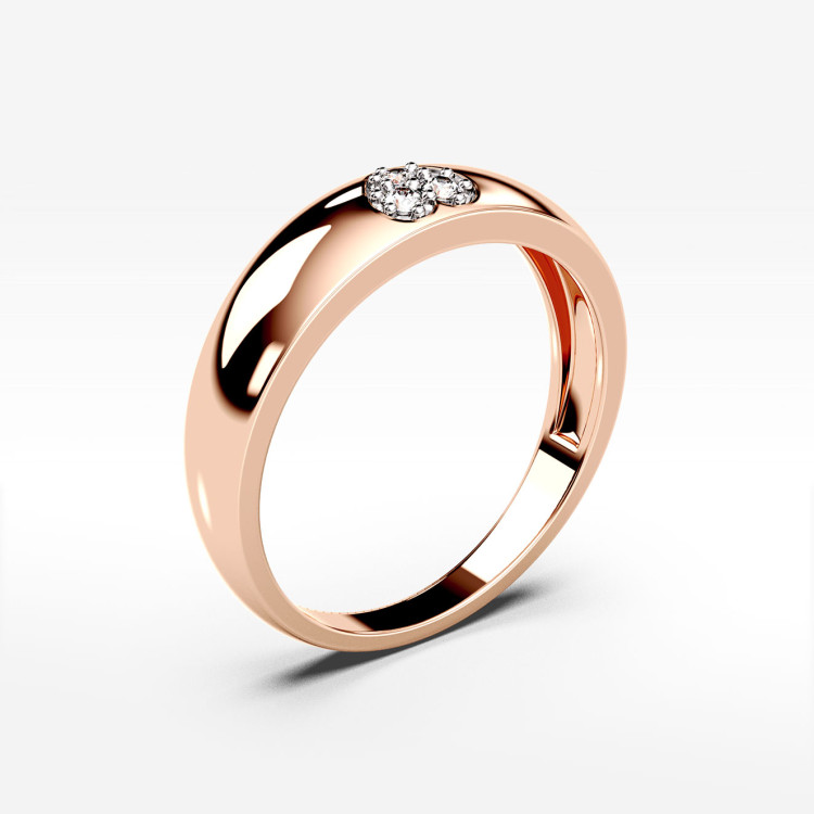 Pierścionek z symbolem serca z różowego złota z diamentami