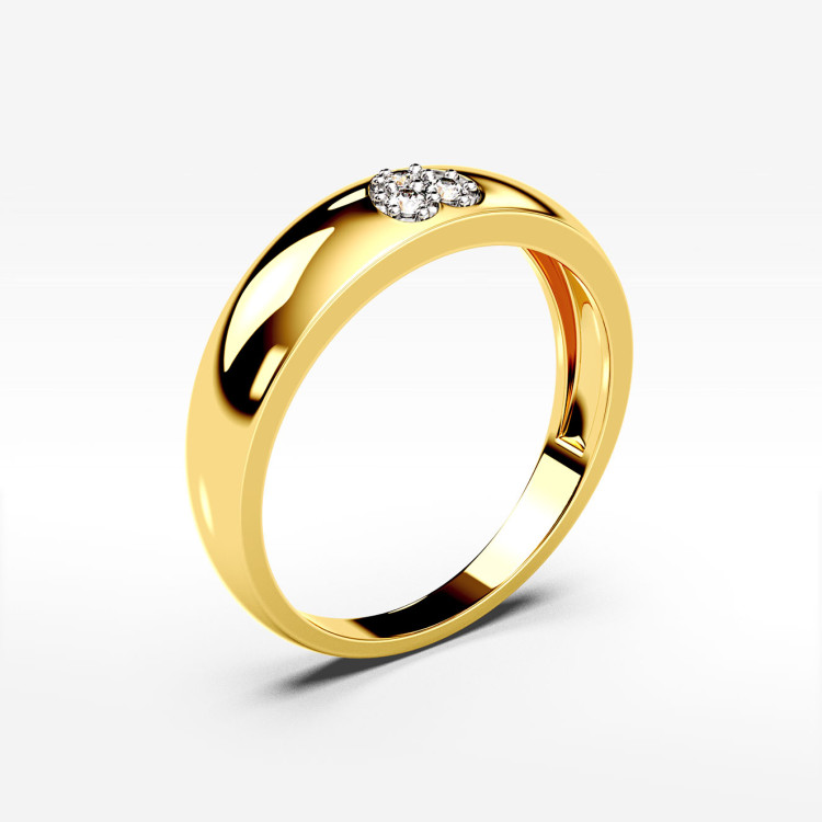 Pierścionek z symbolem serca z żółtego złota z diamentami