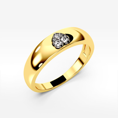 Pierścionek z symbolem serca z żółtego złota z diamentami