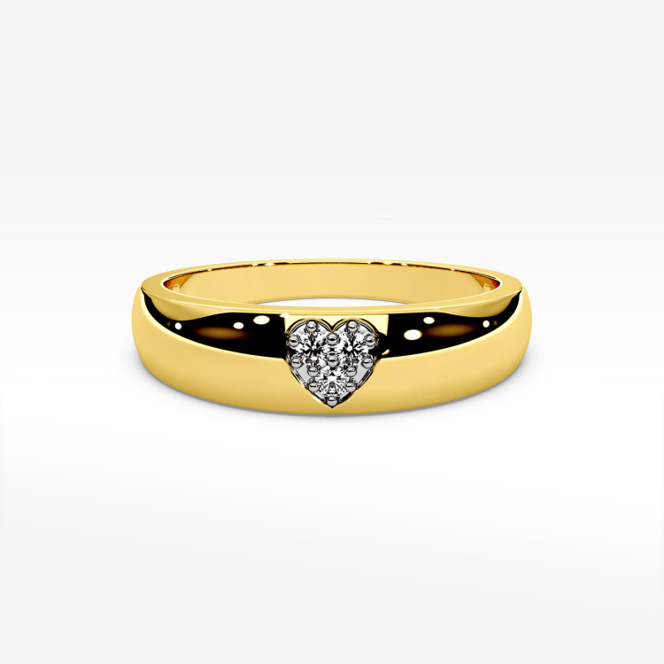 Pierścionek z symbolem serca z żółtego złota z diamentami
