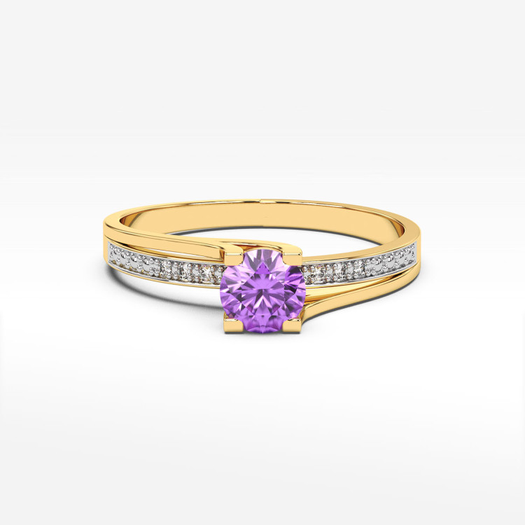 Pierścionek z ametystem i diamentami