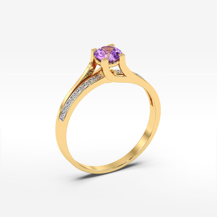 Pierścionek z ametystem i diamentami