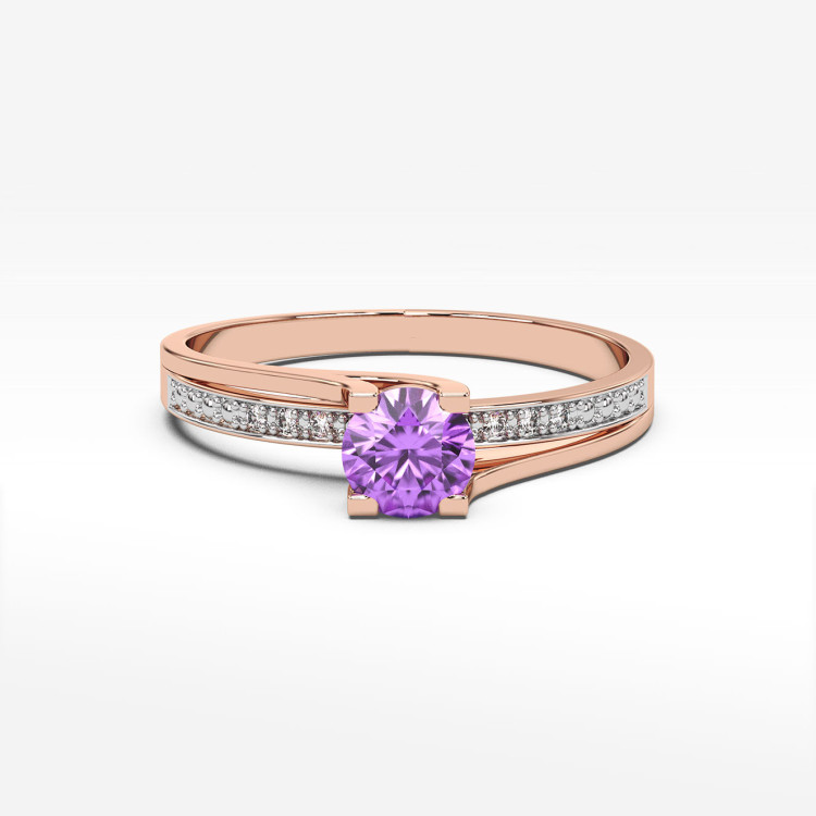 Pierścionek z ametystem i diamentami