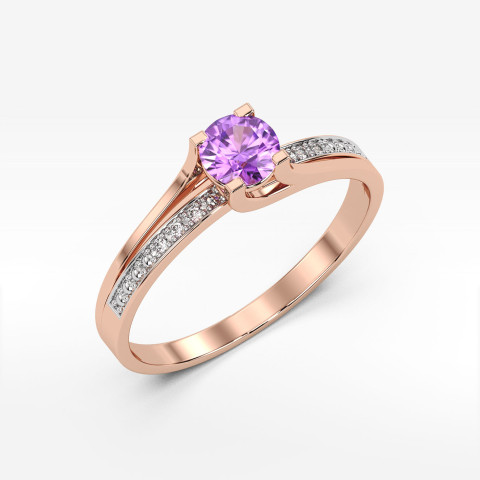 Pierścionek z ametystem i diamentami