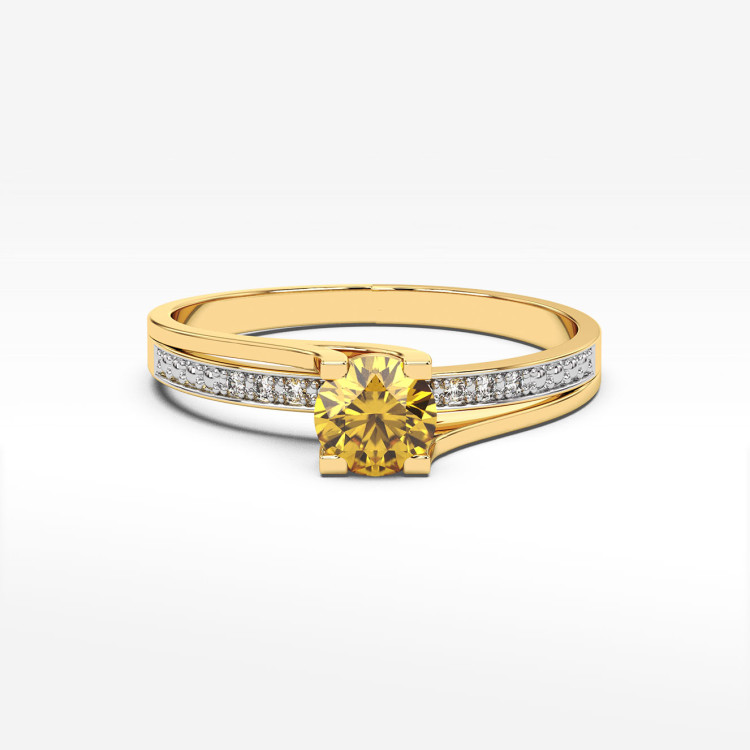 Pierścionek zaręczynowy z cytrynem i diamentami