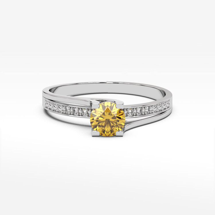 Pierścionek zaręczynowy z cytrynem i diamentami