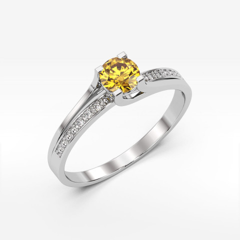 Pierścionek zaręczynowy z cytrynem i diamentami