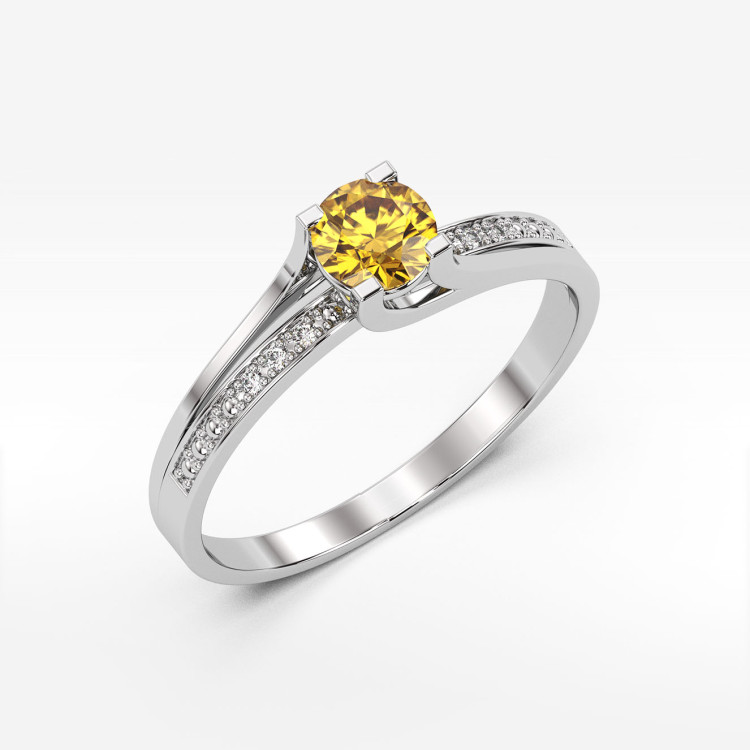 Pierścionek zaręczynowy z cytrynem i diamentami