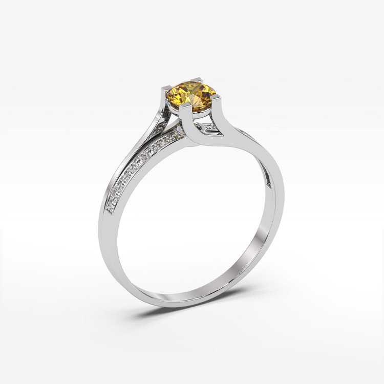 Pierścionek zaręczynowy z cytrynem i diamentami